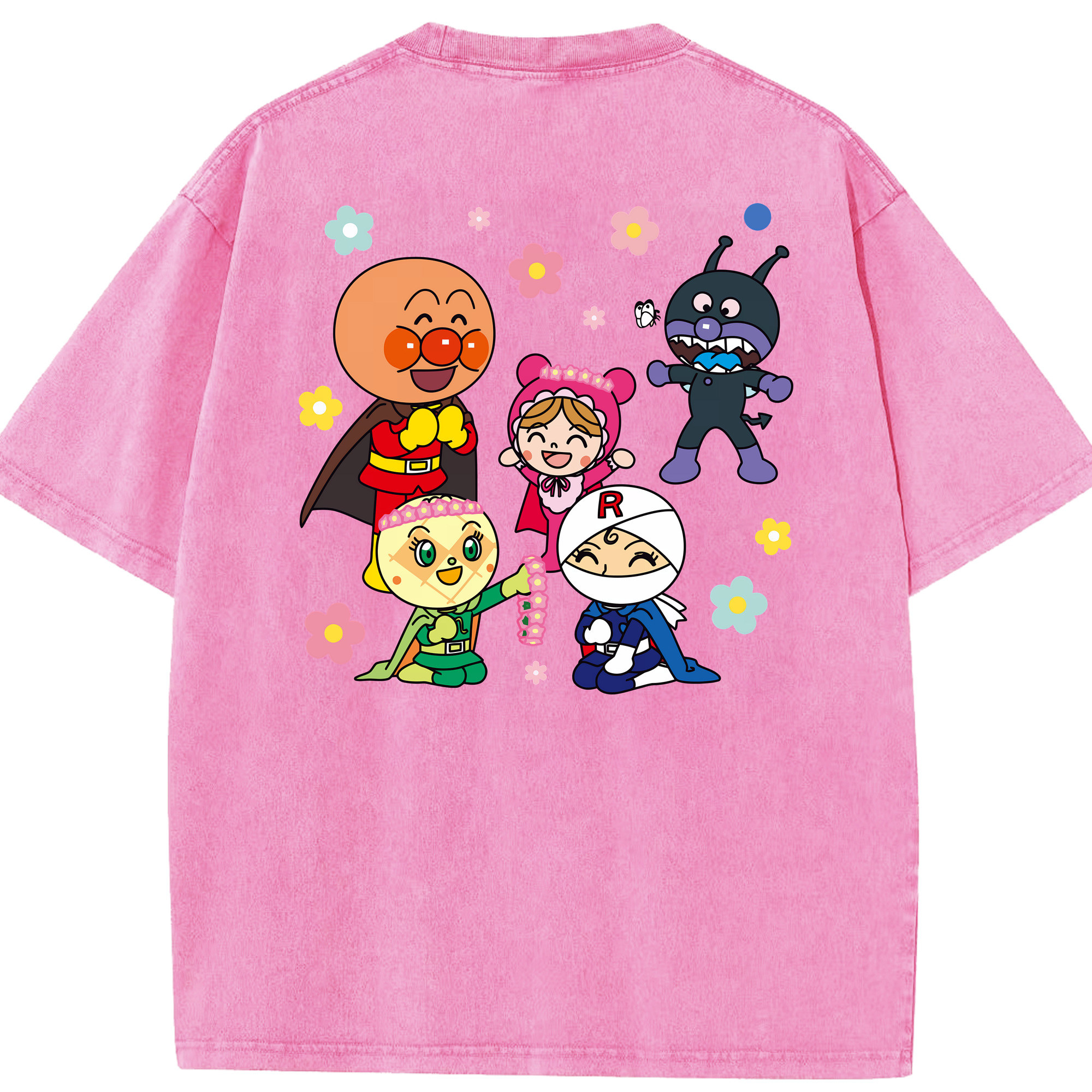 （画像用） アンパンマン Anpanman 綿100% ヴィンテージ風 半袖Tシャツ（背面プリント）